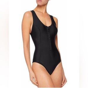 Duskii Women's “Maui Coastal” One-Piece Swimsuit Black Yellow Stripes L Neoprene